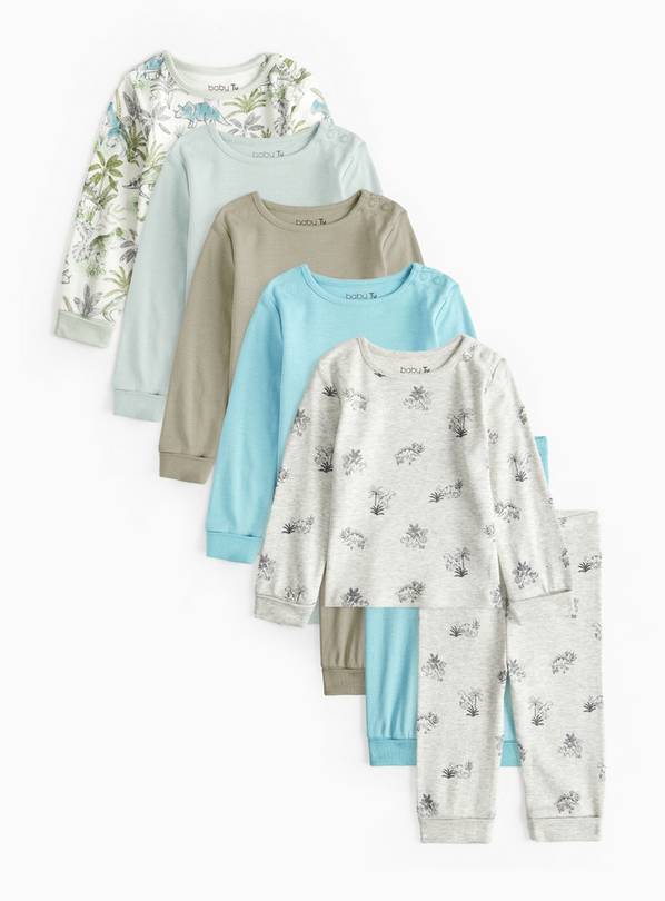 Dino Print Long Sleeve Pyjama Sets 5 Pack 3-6 months